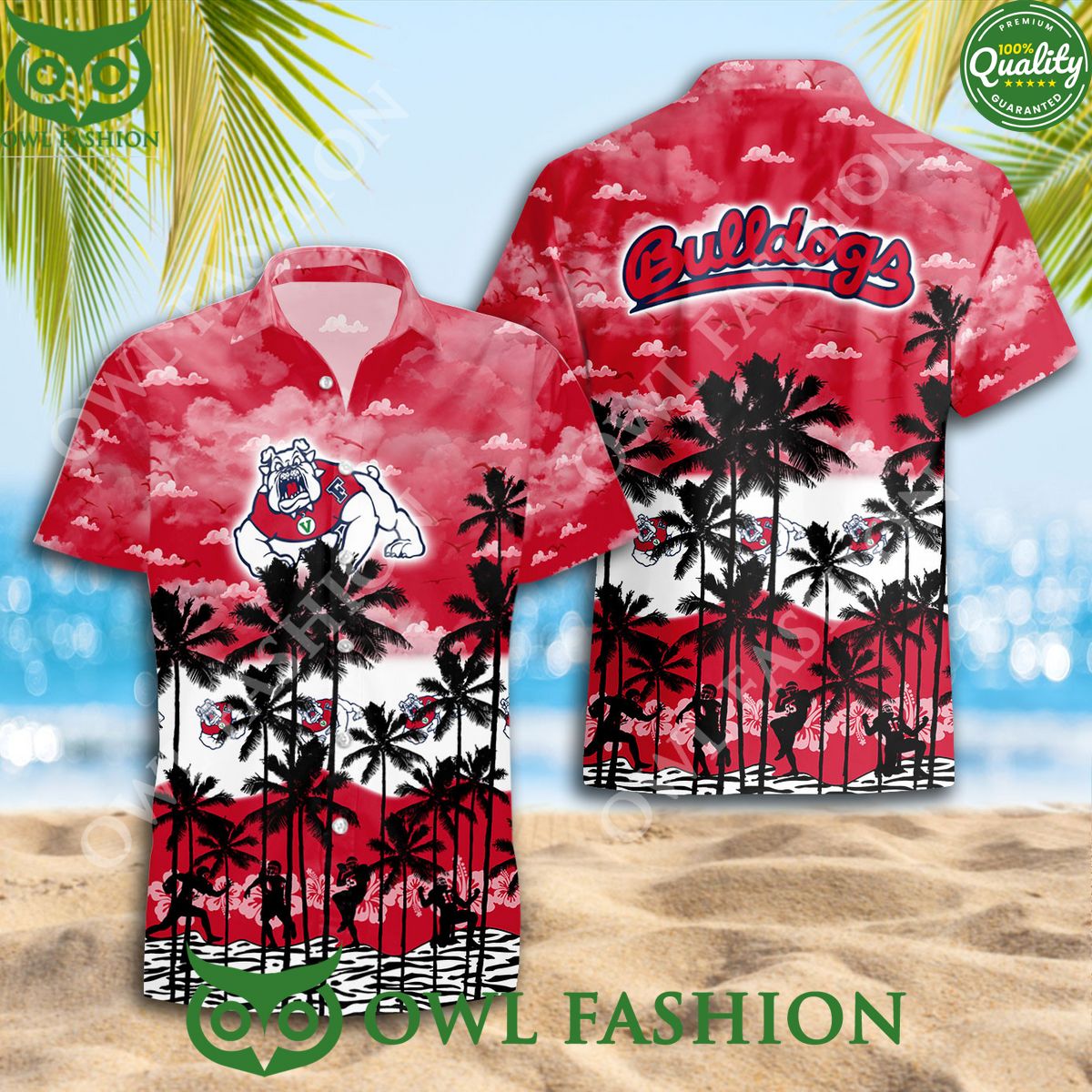 Fresno State Bulldogs Fan Designed NCAA Hawaiian - Adult & Kids T-Shirts, Sweatshirts & Hoodies apparel design preview 1
