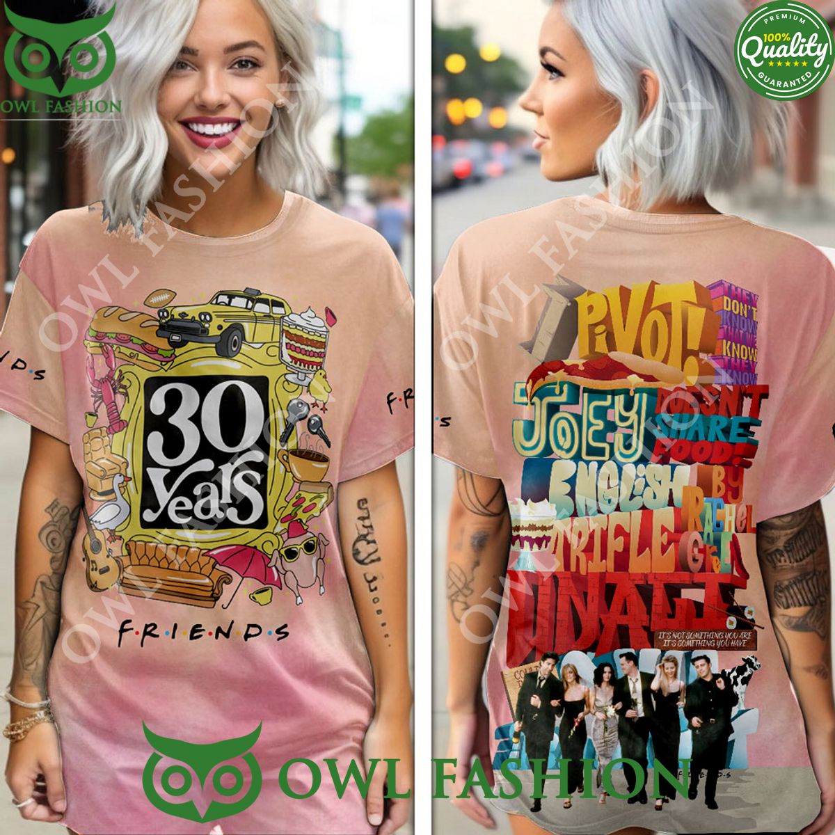 Friends 30 Years Characters Pink 3D - Adult & Kids T-Shirts, Sweatshirts & Hoodies apparel design preview 1
