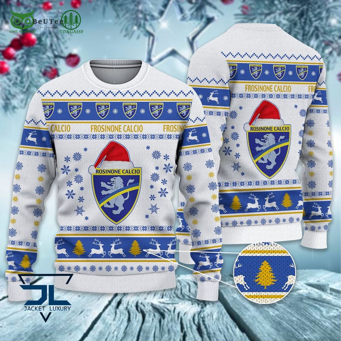 Frosinone Calcio Football Lega Serie A Ugly Sweater - Adult & Kids T-Shirts, Sweatshirts & Hoodies apparel design preview 1