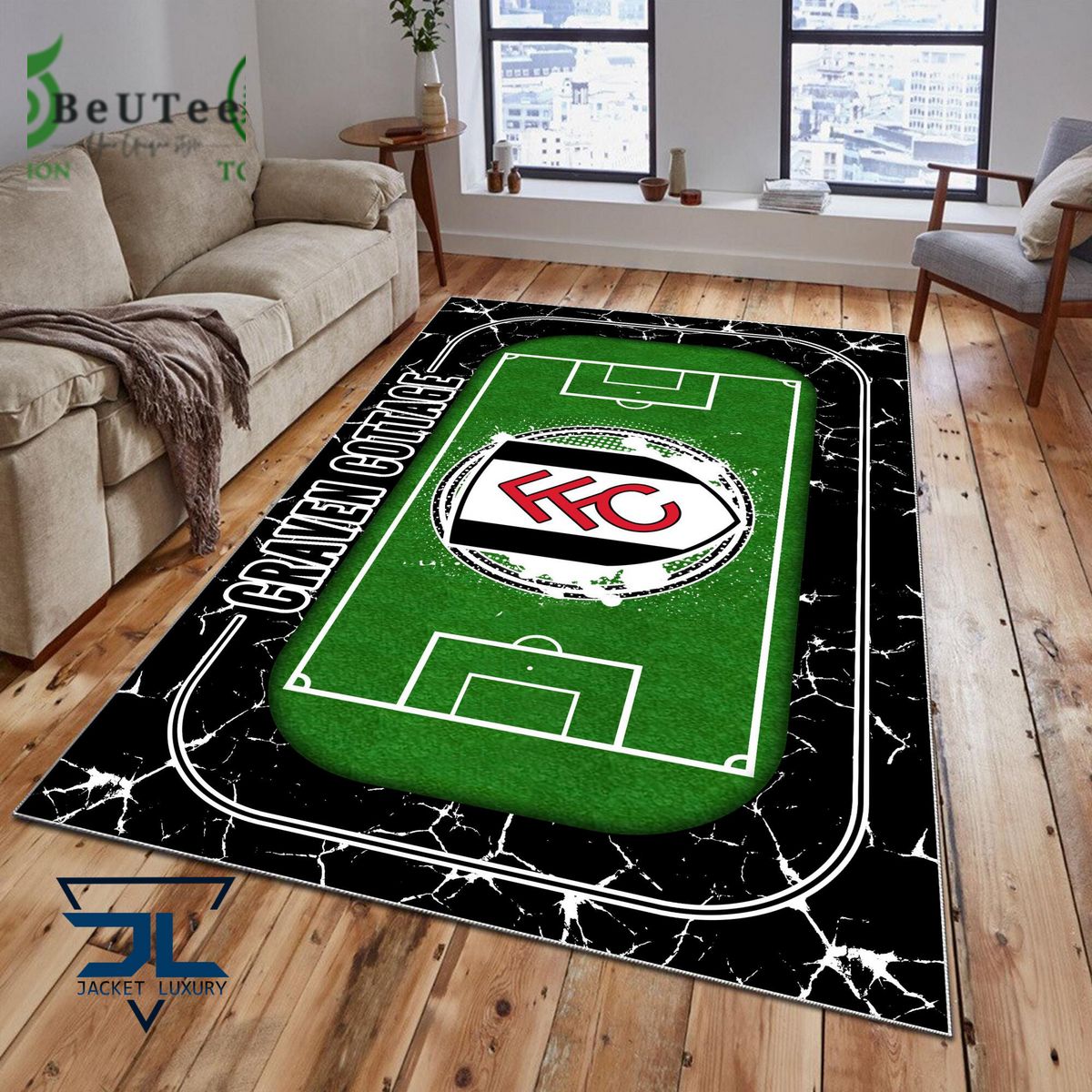 Fulham Premier League Football Team Carpet Rug - Adult & Kids T-Shirts, Sweatshirts & Hoodies apparel design preview 1