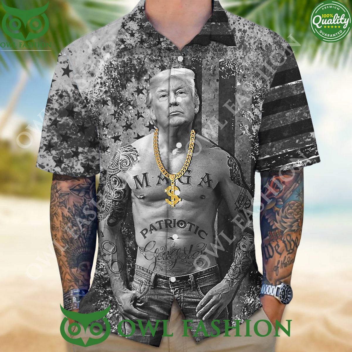Funny Donald Trump Gangters Black and White Hawaii - Adult & Kids T-Shirts, Sweatshirts & Hoodies apparel design preview 1