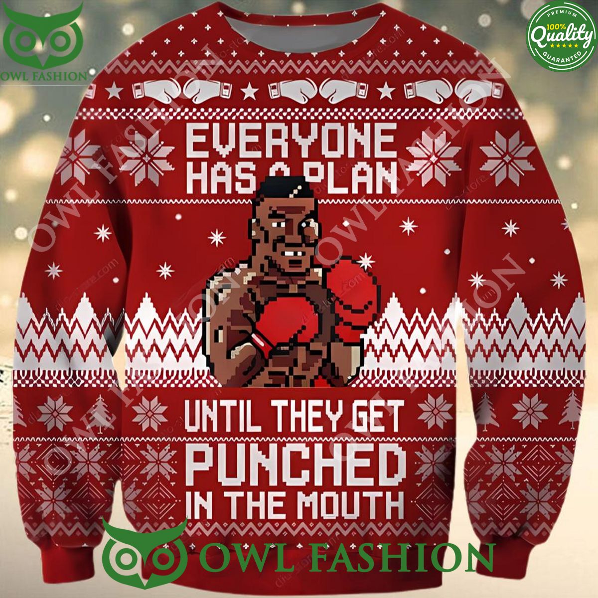 Funny Mike Tyson Ugly Sweater Jumper All Over Print - Adult & Kids T-Shirts, Sweatshirts & Hoodies apparel design preview 1