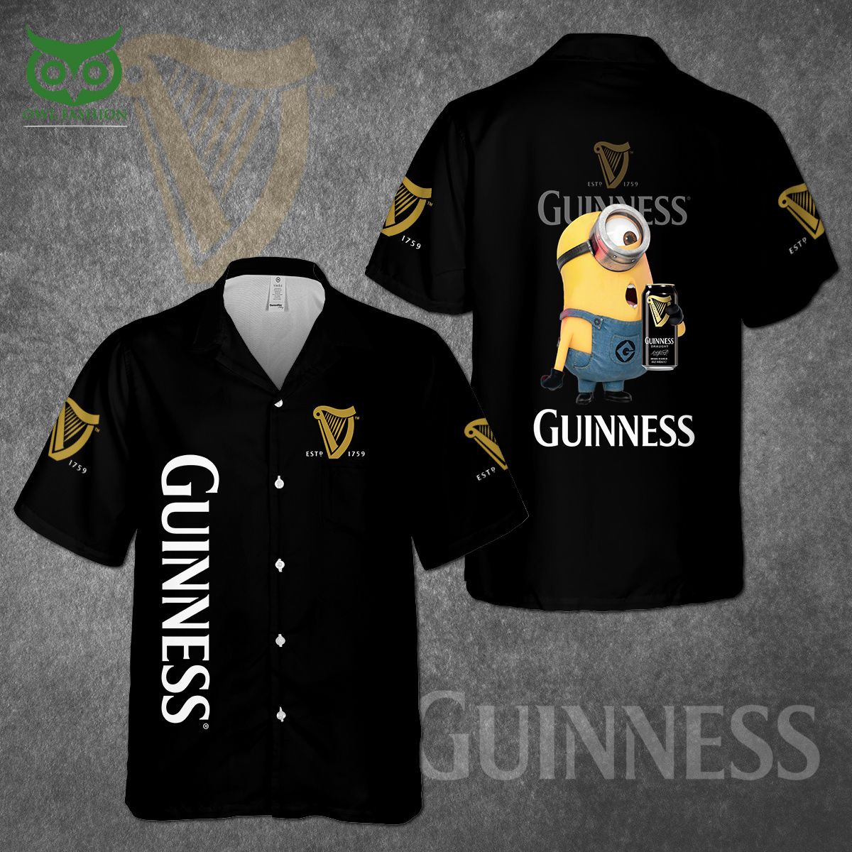 Funny Minion Loves Guinness Premium Hawaiian Gift For - Adult & Kids T-Shirts, Sweatshirts & Hoodies apparel design preview 1