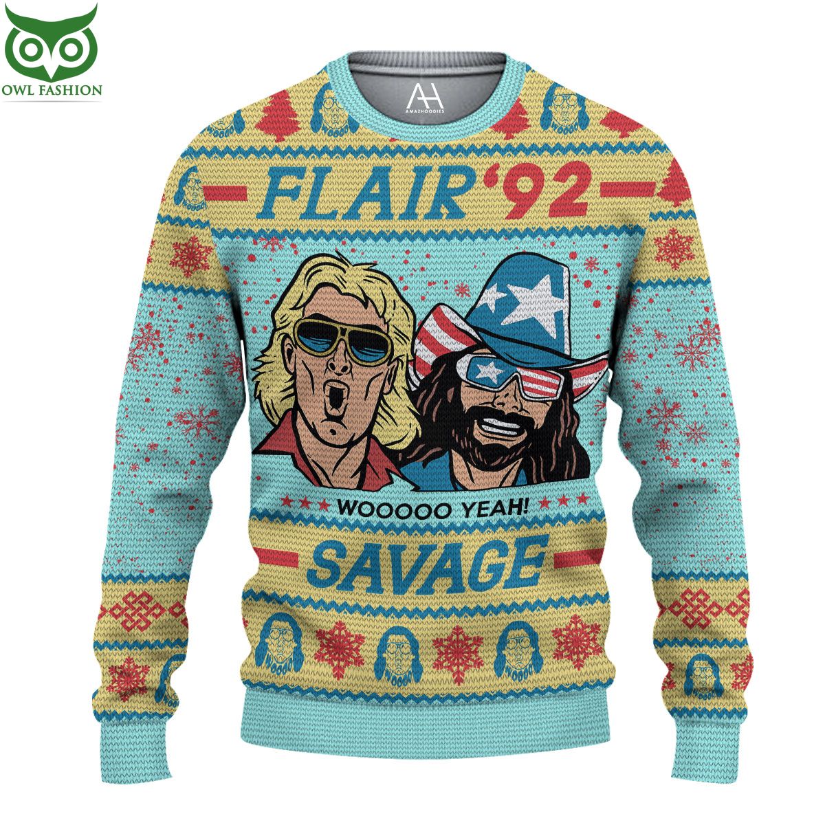 Funny RIC Flair 92 Savage Woo Ugly Sweater Jumpers - Adult & Kids T-Shirts, Sweatshirts & Hoodies apparel design preview 1