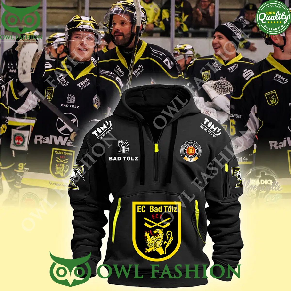 Tolzer Lowen logo ice Hockey EC Bad Tolz Half zipper - Adult & Kids T-Shirts, Sweatshirts & Hoodies apparel design preview 1