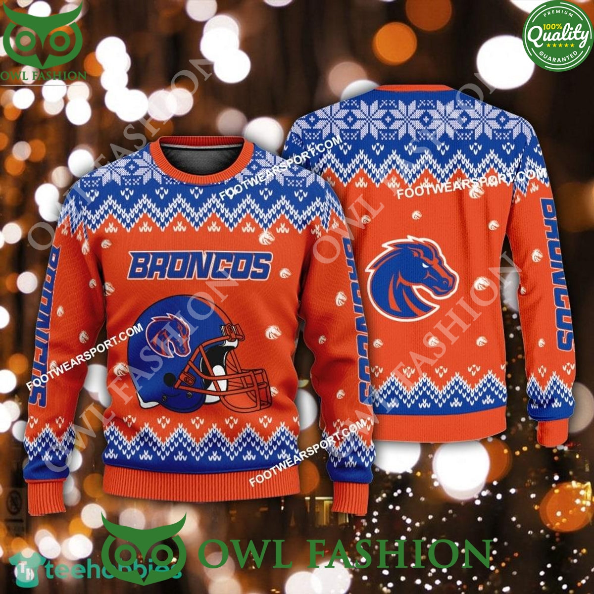 Logo Pattern Helmet Boise State Broncos Ugly Sweater - Adult & Kids T-Shirts, Sweatshirts & Hoodies apparel design preview 1