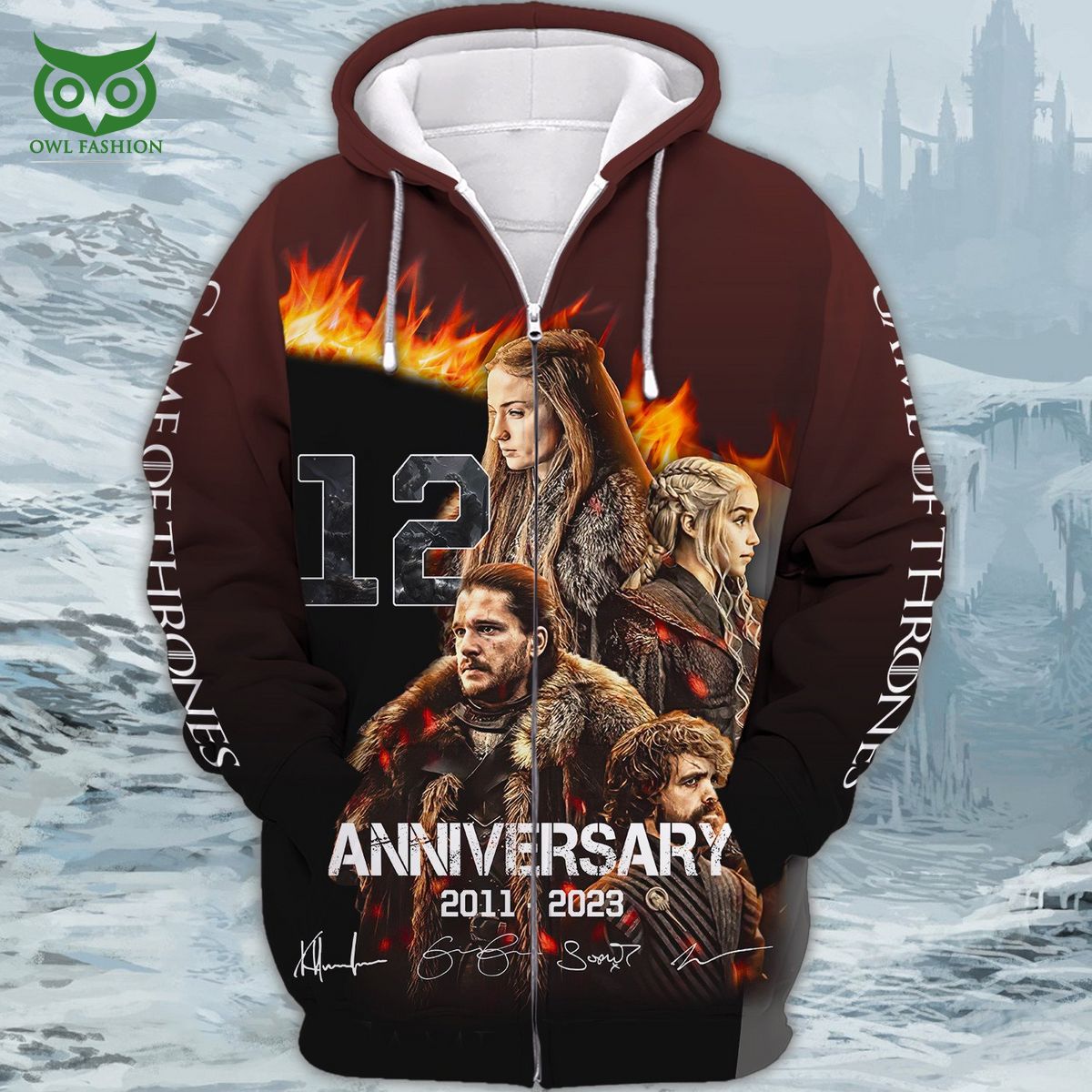 Game of Thrones 12th anniversary 3D Zipper - Adult & Kids T-Shirts, Sweatshirts & Hoodies apparel design preview 1