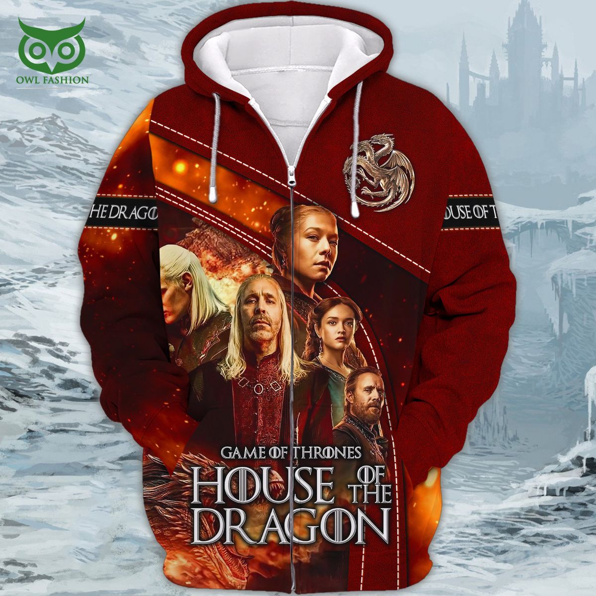 Game Of Thrones House The Dragon 3D Zipper - Adult & Kids T-Shirts, Sweatshirts & Hoodies apparel design preview 1