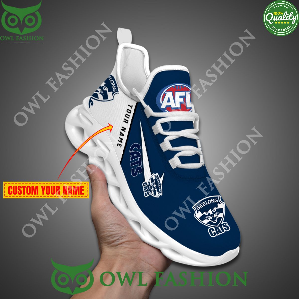 Geelong Cats AFL Personalized Max Soul Shoes - Adult & Kids T-Shirts, Sweatshirts & Hoodies apparel design preview 1