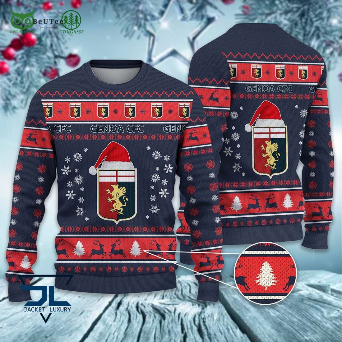 Genoa CFC Football Lega Serie A Ugly Sweater - Adult & Kids T-Shirts, Sweatshirts & Hoodies apparel design preview 1