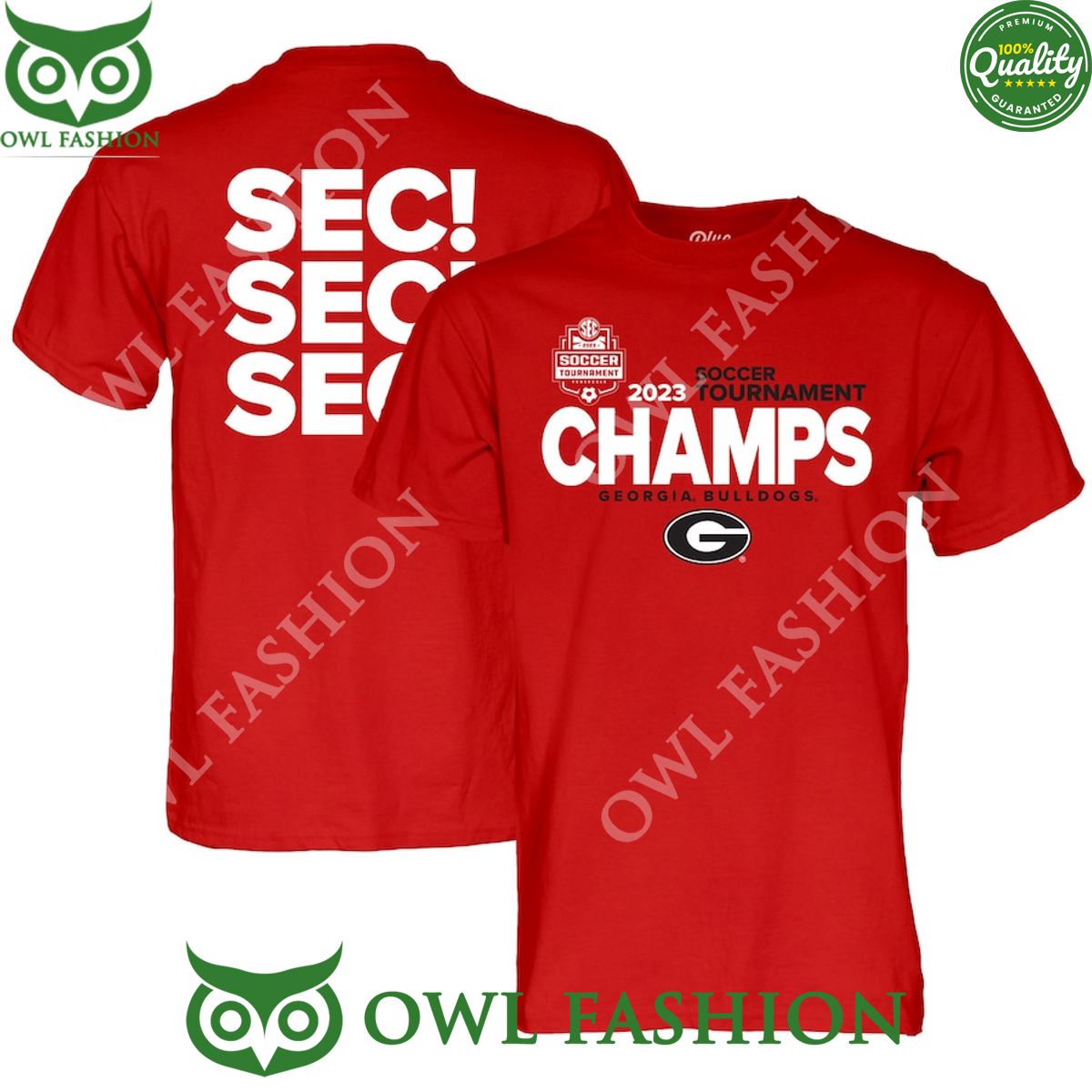 Georgia Bulldogs 2023 SEC Soccer Conference - Adult & Kids T-Shirts, Sweatshirts & Hoodies apparel design preview 1