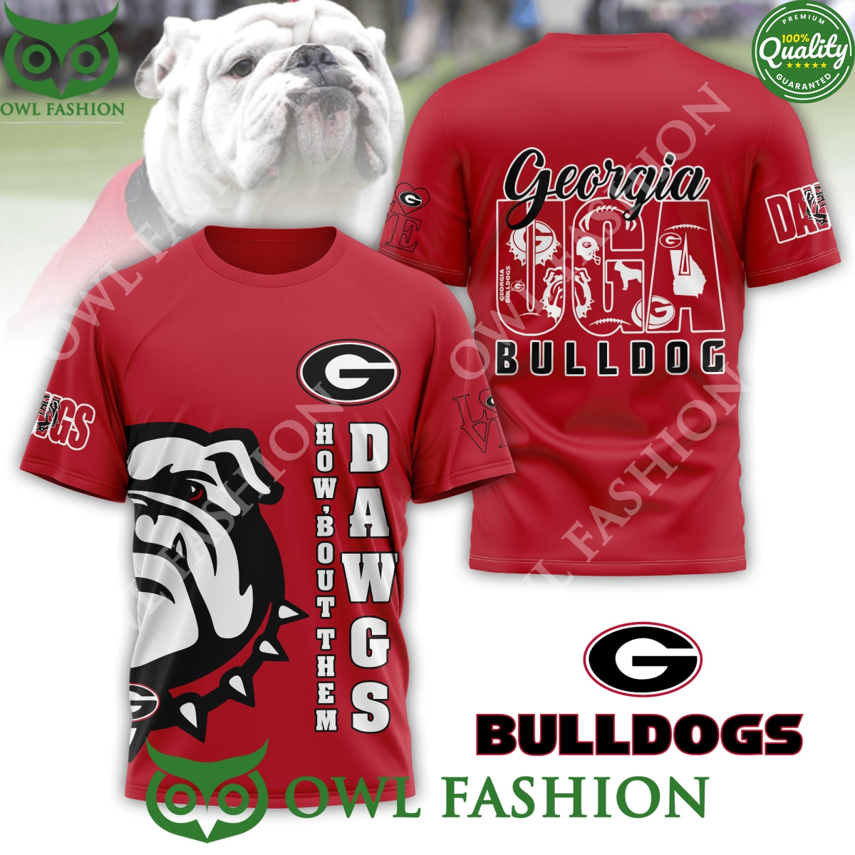 Georgia Bulldogs Dawgs How About Them 3D - Adult & Kids T-Shirts, Sweatshirts & Hoodies apparel design preview 1