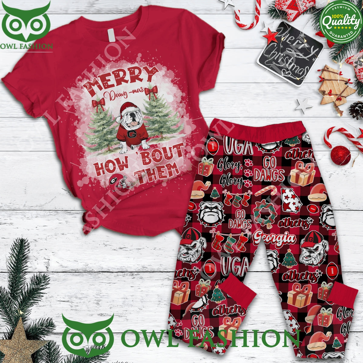 Georgia Bulldogs Merry Dawg-mas How 'Bout Them - Adult & Kids T-Shirts, Sweatshirts & Hoodies apparel design preview 1