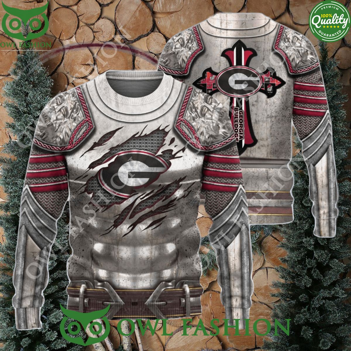 Georgia Bulldogs NCAA Ancient Style Christmas Sweater - Adult & Kids T-Shirts, Sweatshirts & Hoodies apparel design preview 1
