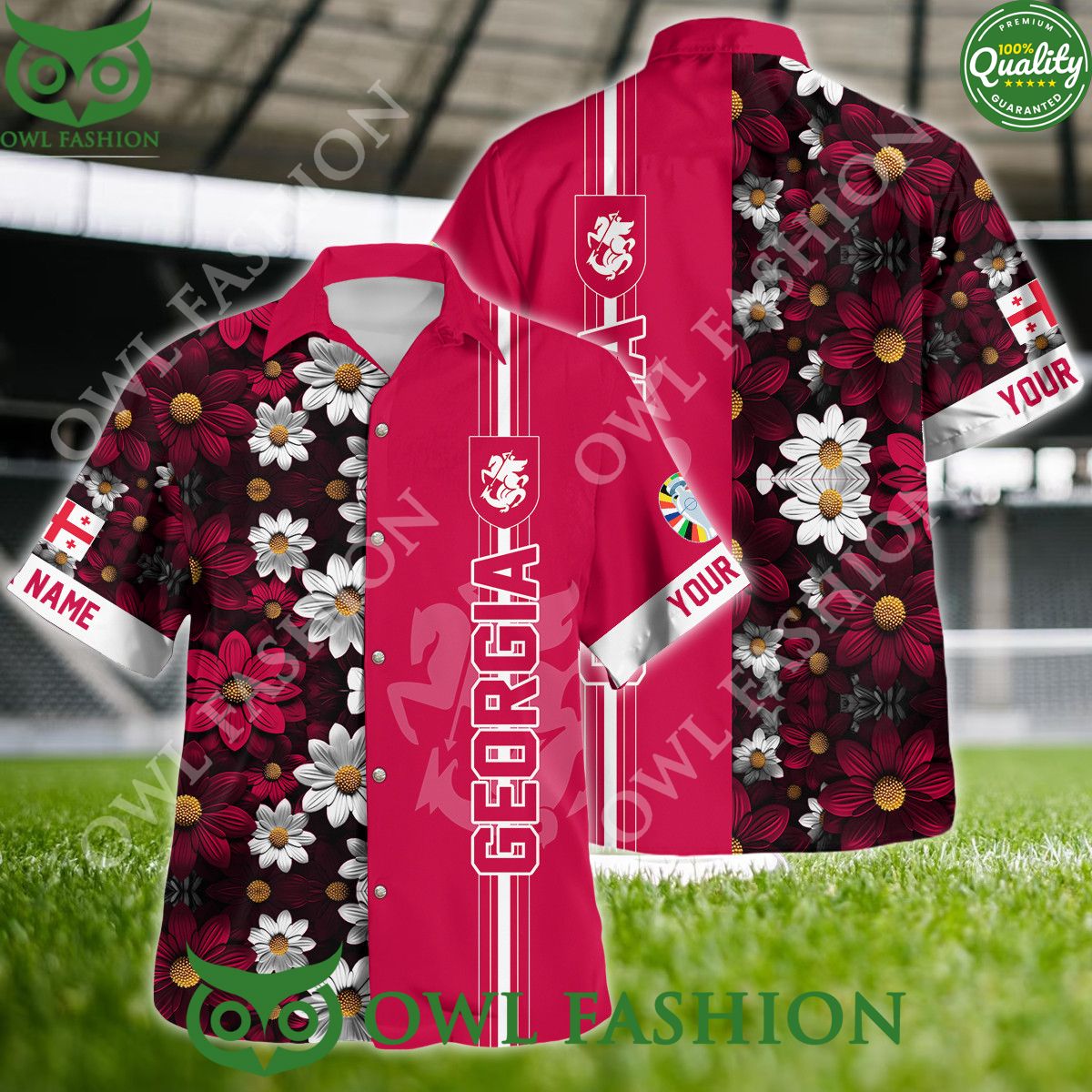 Georgia UEFA Euro Floral Flower Personalized Hawaiian - Adult & Kids T-Shirts, Sweatshirts & Hoodies apparel design preview 1