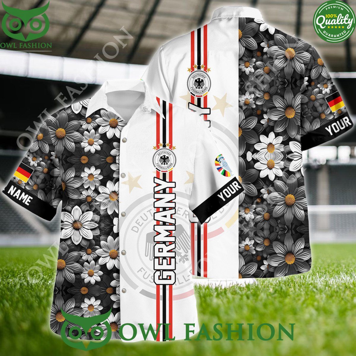 Germany Custom Name UEFA Euro 2024 Summer Hawaiian - Adult & Kids T-Shirts, Sweatshirts & Hoodies apparel design preview 1