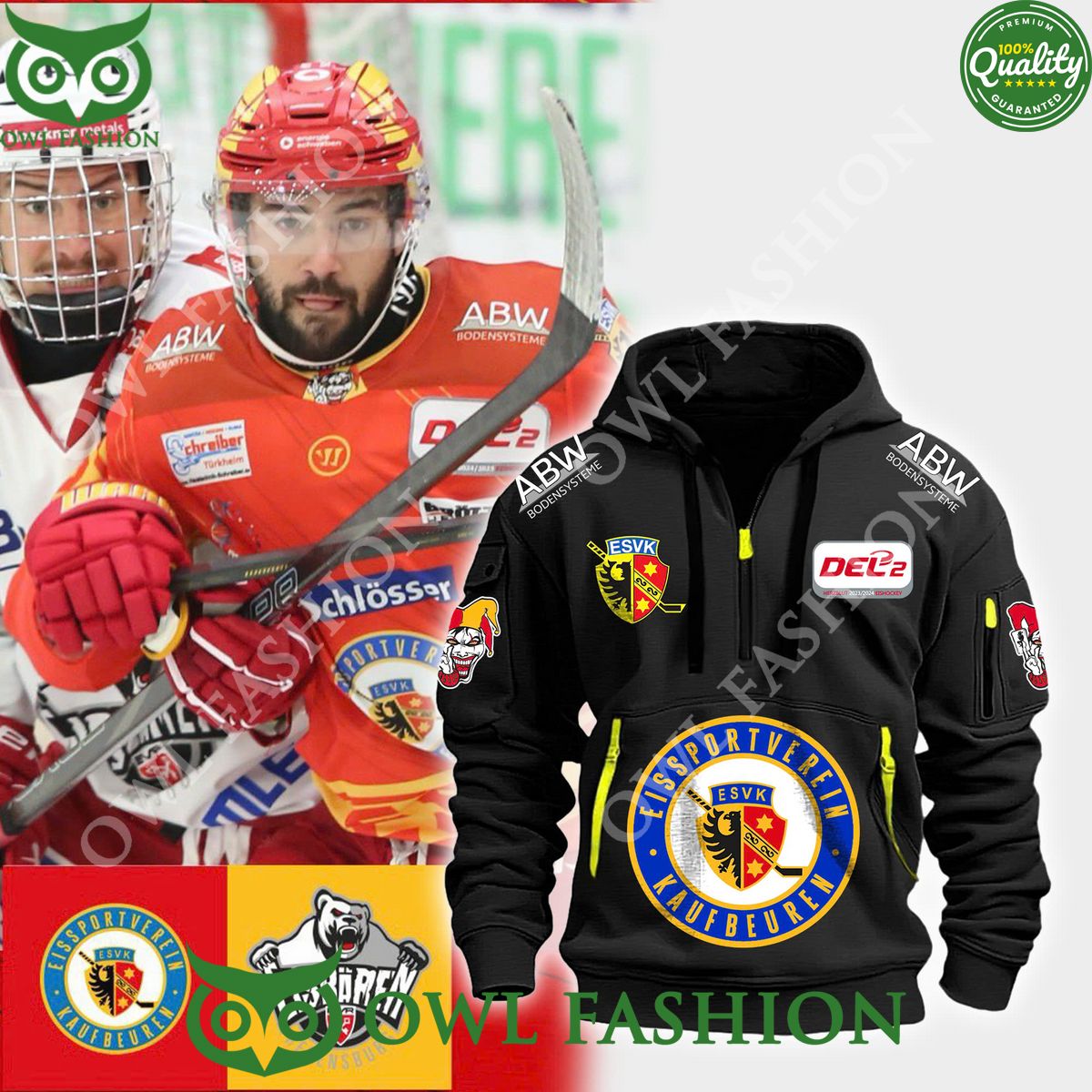Germany ESV Kaufbeuren ice hockey team Half zipper - Adult & Kids T-Shirts, Sweatshirts & Hoodies apparel design preview 1
