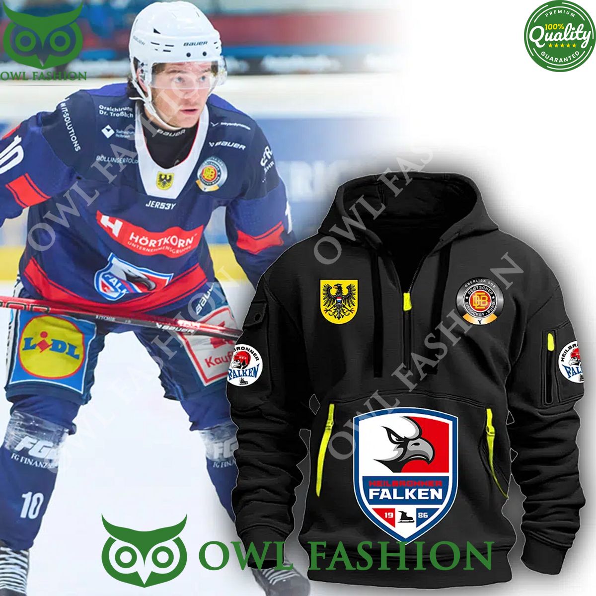 Germany Heilbronner Falken ice hockey team half - Adult & Kids T-Shirts, Sweatshirts & Hoodies apparel design preview 1