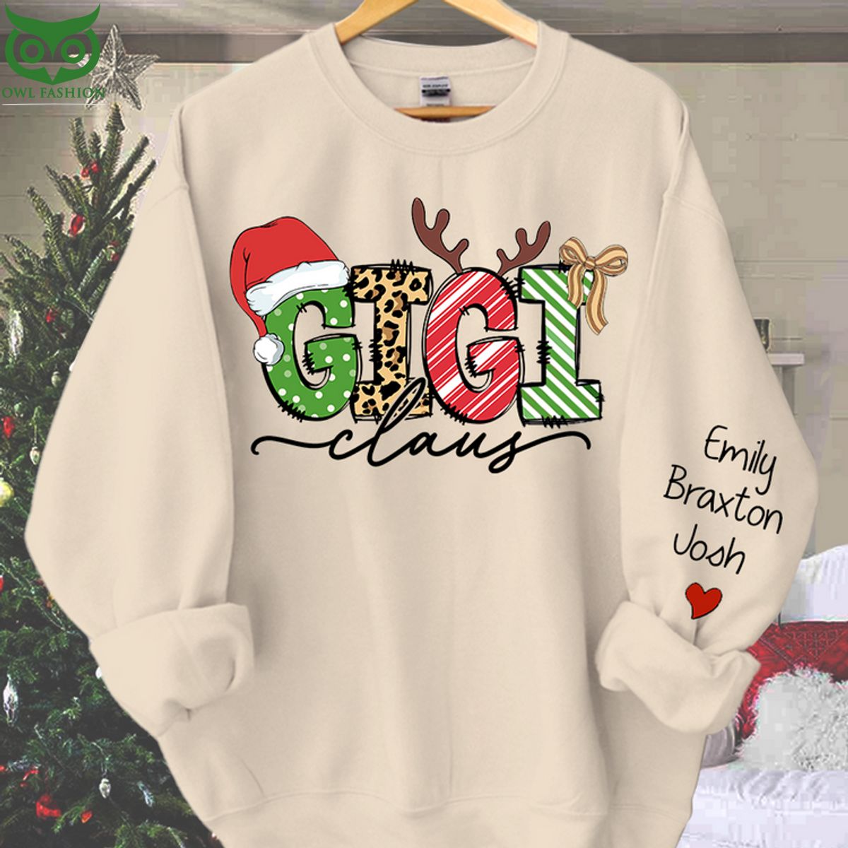 Gigi Claus Mom Grandma Custom Name - Adult & Kids T-Shirts, Sweatshirts & Hoodies apparel design preview 1