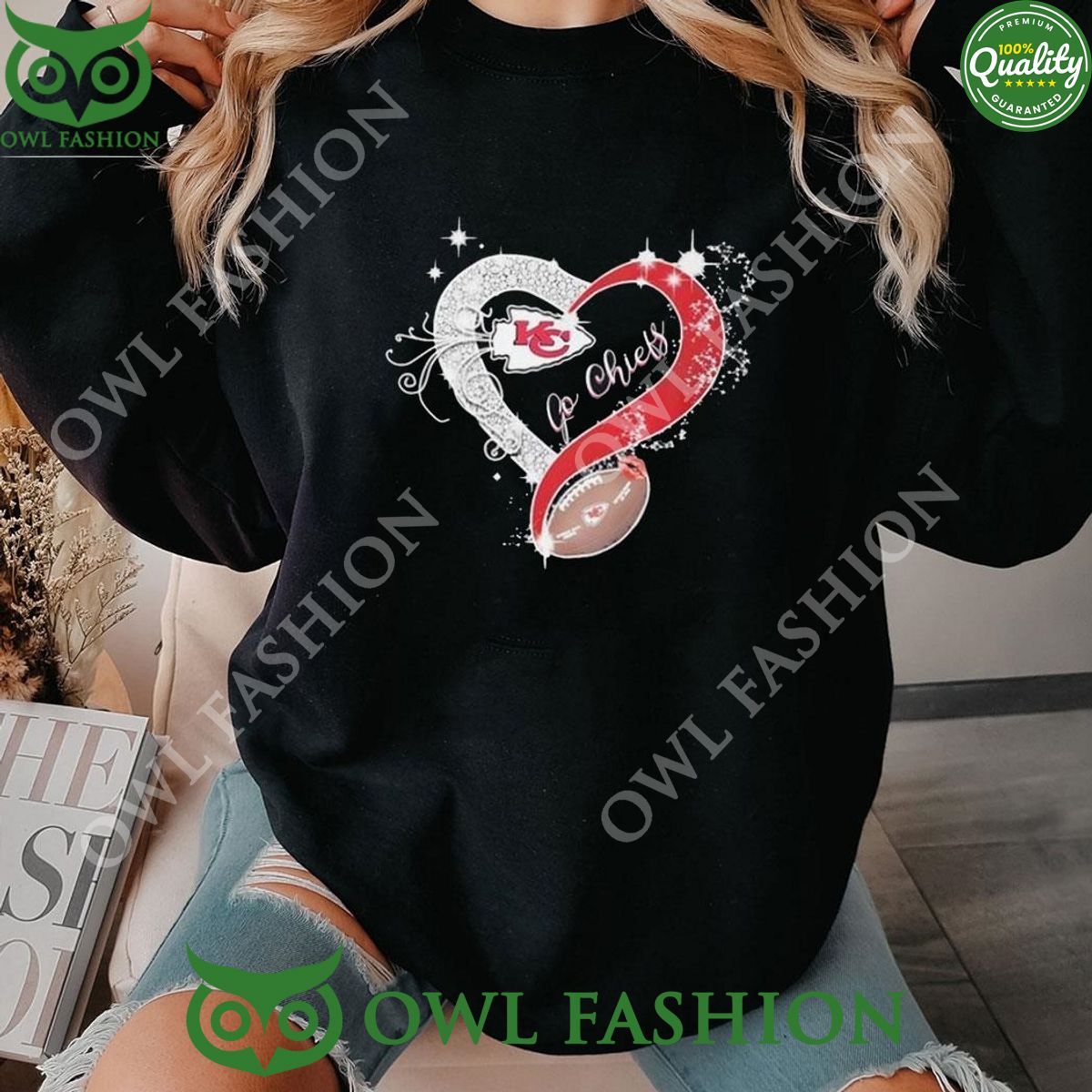 Go Chiefs Kansas City Heart Diamond 2024 - Adult & Kids T-Shirts, Sweatshirts & Hoodies apparel design preview 1