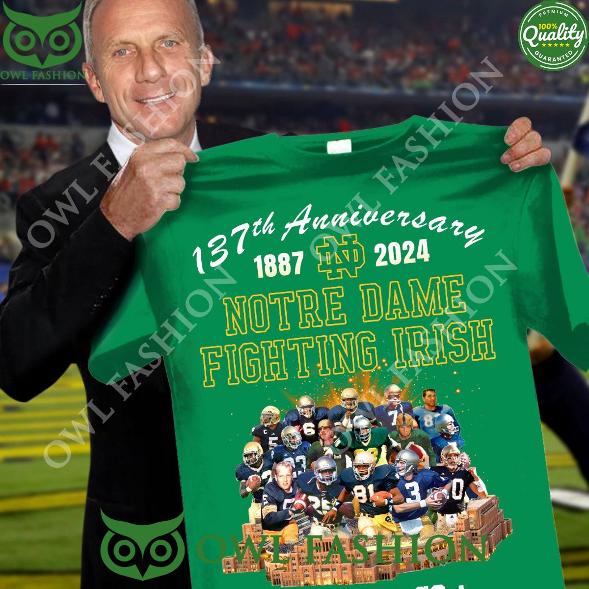 Go Irish Notre Dame Fighting 137th anniversary 1887 - Adult & Kids T-Shirts, Sweatshirts & Hoodies apparel design preview 1