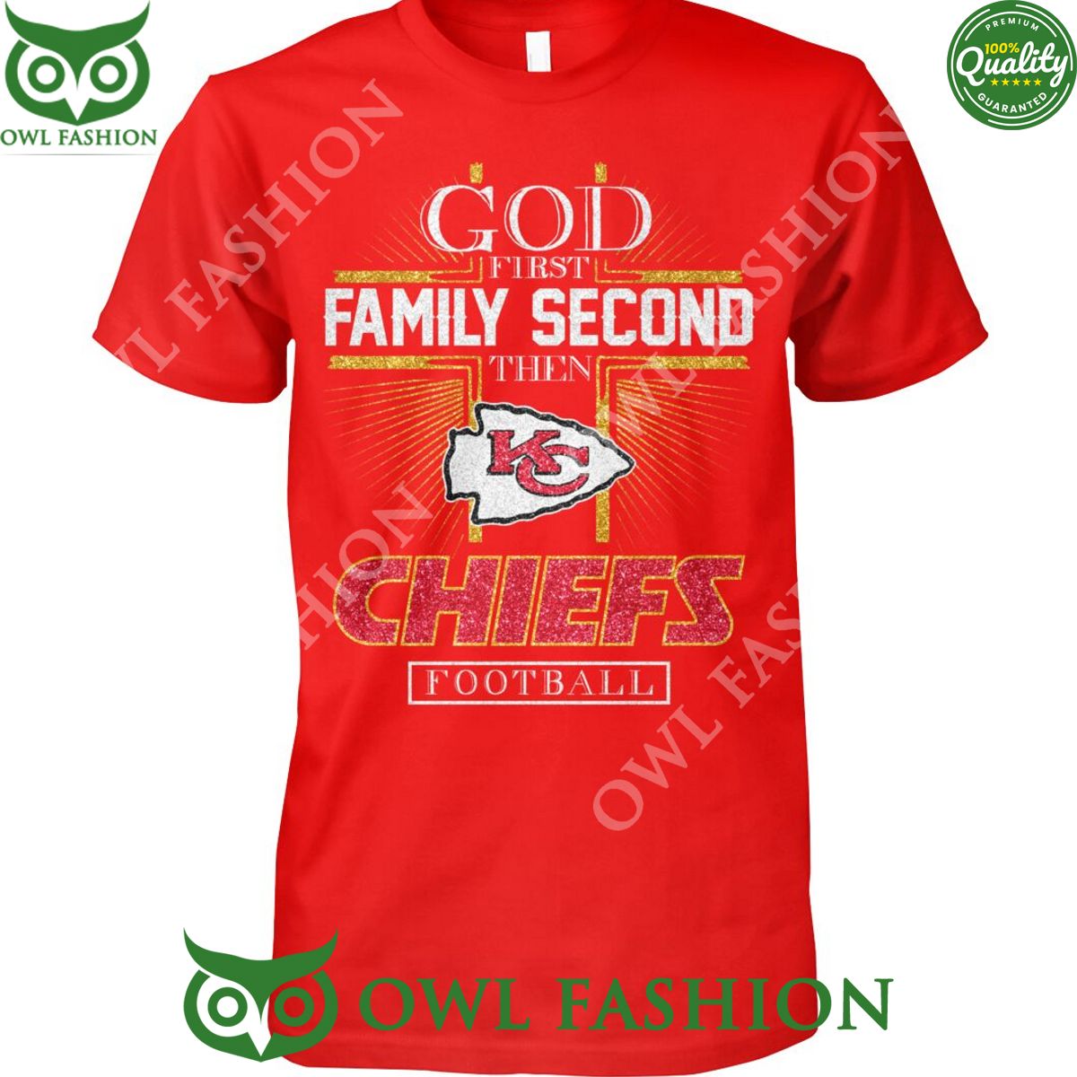 God first Family Second then KC Chiefs Football - Adult & Kids T-Shirts, Sweatshirts & Hoodies apparel design preview 1