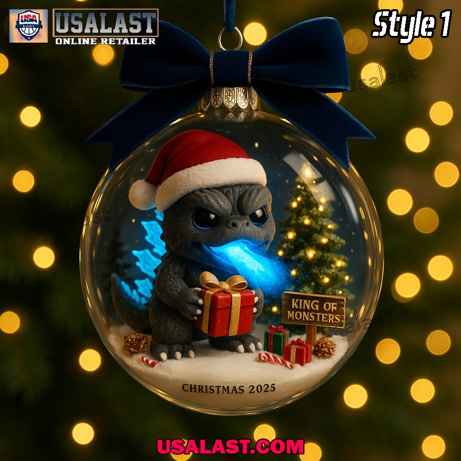 Godzilla King Of Monsters Christmas Ornament 2025 - Adult & Kids T-Shirts, Sweatshirts & Hoodies apparel design preview 1