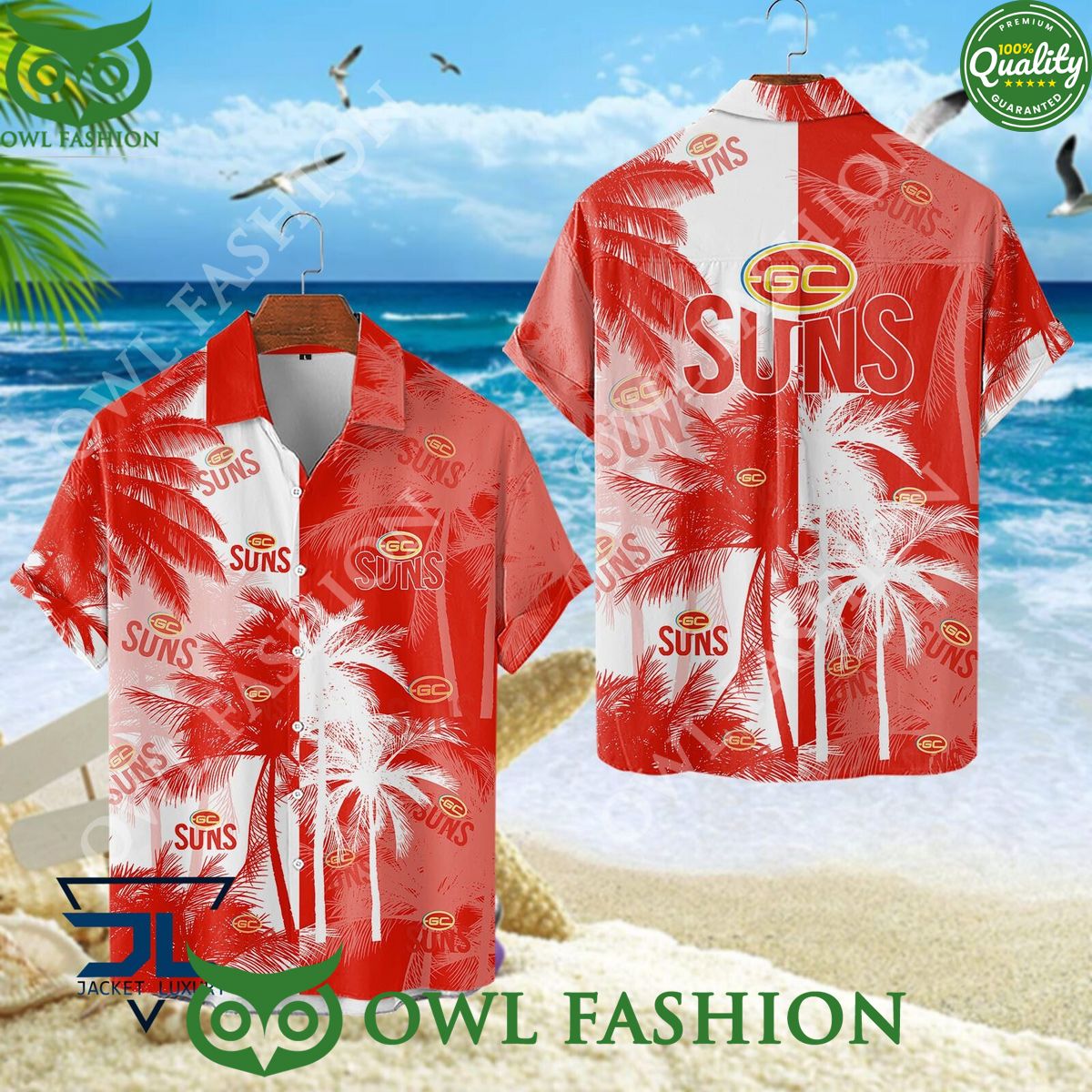 Gold Coast Suns AFL Australian Hawaiian and short - Adult & Kids T-Shirts, Sweatshirts & Hoodies apparel design preview 1