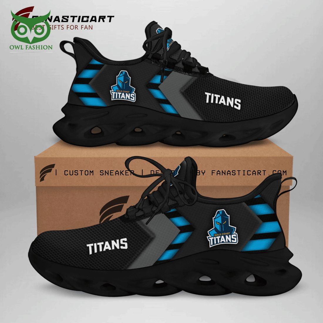 Gold Coast Titans NRL Max Soul Shoes - Adult & Kids T-Shirts, Sweatshirts & Hoodies apparel design preview 1