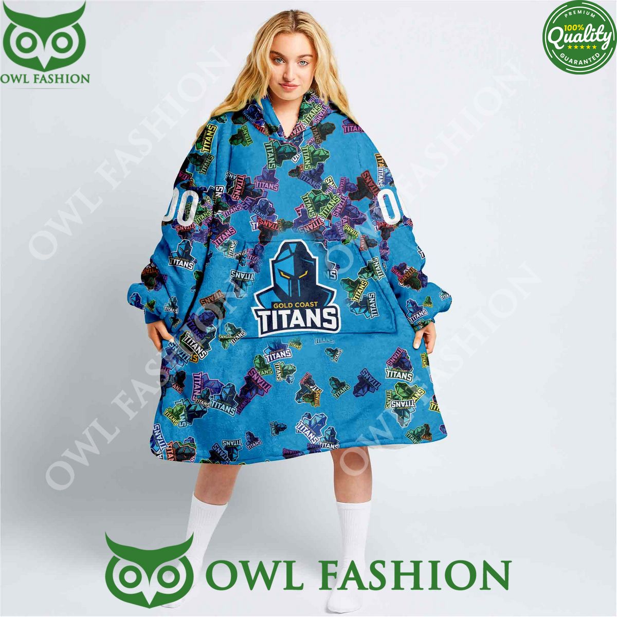 Gold Coast Titans Special Logo Rugby Fleece Blanket - Adult & Kids T-Shirts, Sweatshirts & Hoodies apparel design preview 1