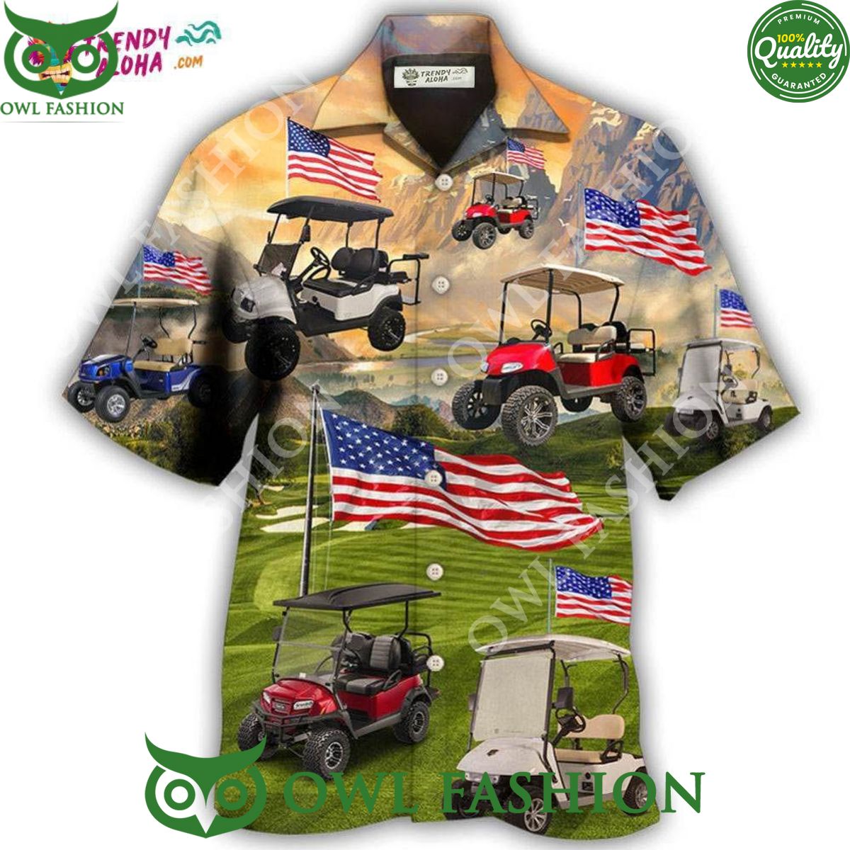 Golf Independence Day Club Car USA Limited Hawaiian - Adult & Kids T-Shirts, Sweatshirts & Hoodies apparel design preview 1