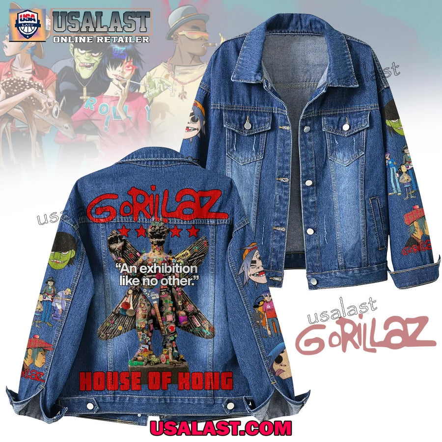 Gorillaz Band House Of Kong Denim Jacket - Adult & Kids T-Shirts, Sweatshirts & Hoodies apparel design preview 1