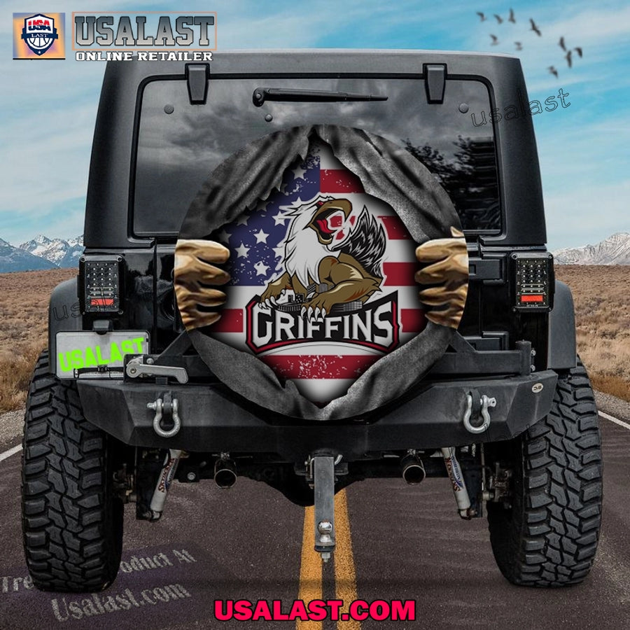 Grand Rapids Griffins AHL American Flag Spare Tire - Adult & Kids T-Shirts, Sweatshirts & Hoodies apparel design preview 1