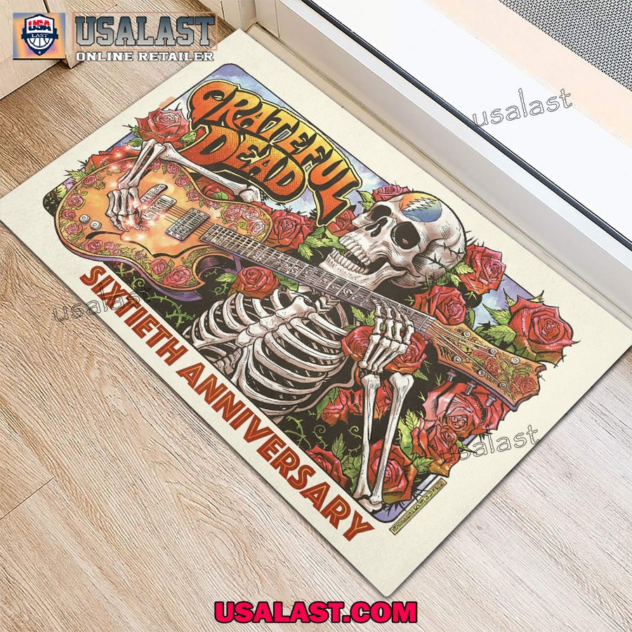 Grateful Dead Skeleton Guitar Foldable Doormat - Adult & Kids T-Shirts, Sweatshirts & Hoodies apparel design preview 1