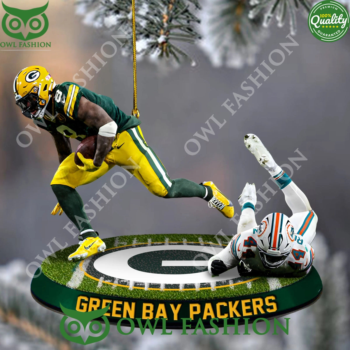 Green Bay Packer battled with Miami Dolphin scramble - Adult & Kids T-Shirts, Sweatshirts & Hoodies apparel design preview 1