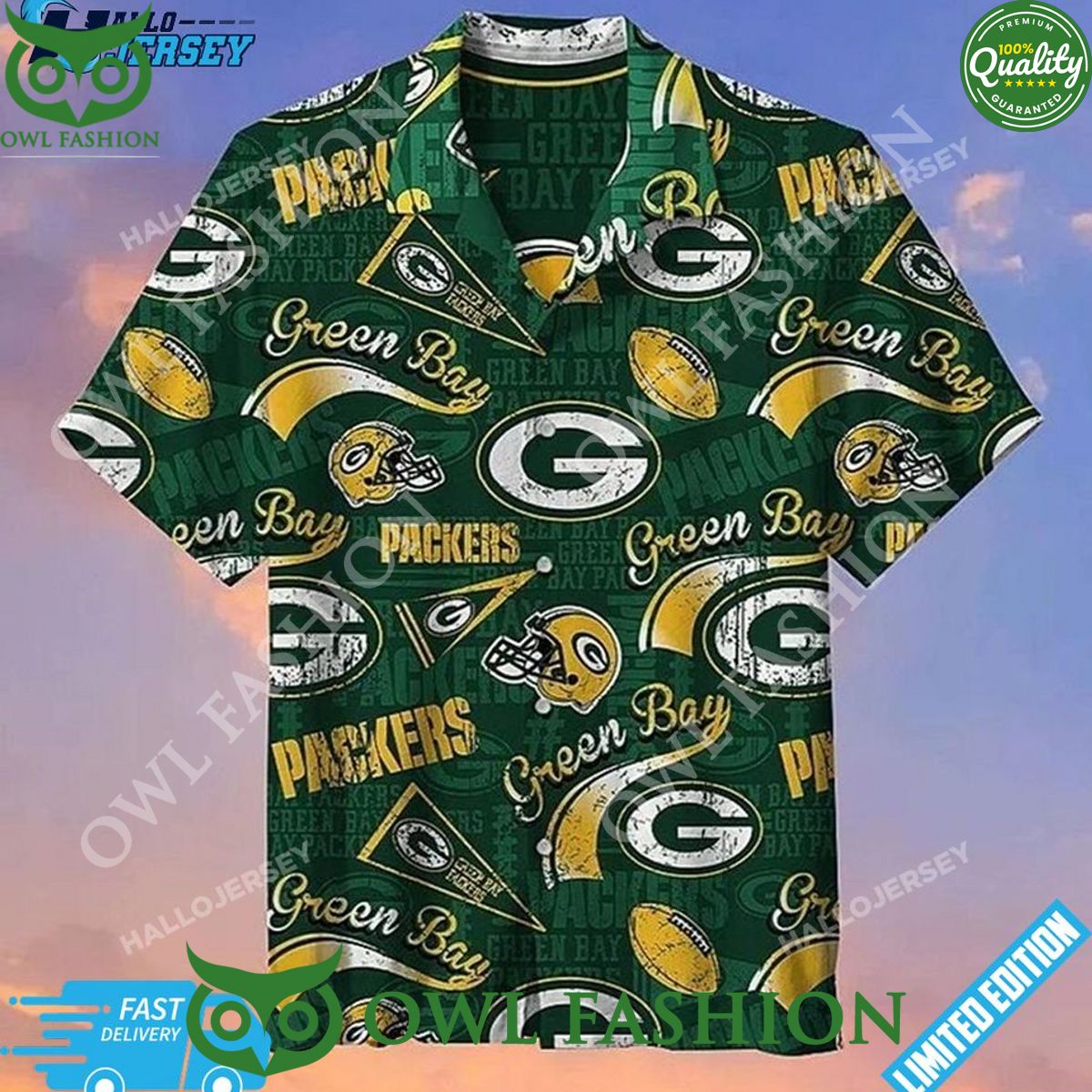 Green Bay Packers Hawaiian Graphic Print Short Sleeve - Adult & Kids T-Shirts, Sweatshirts & Hoodies apparel design preview 1