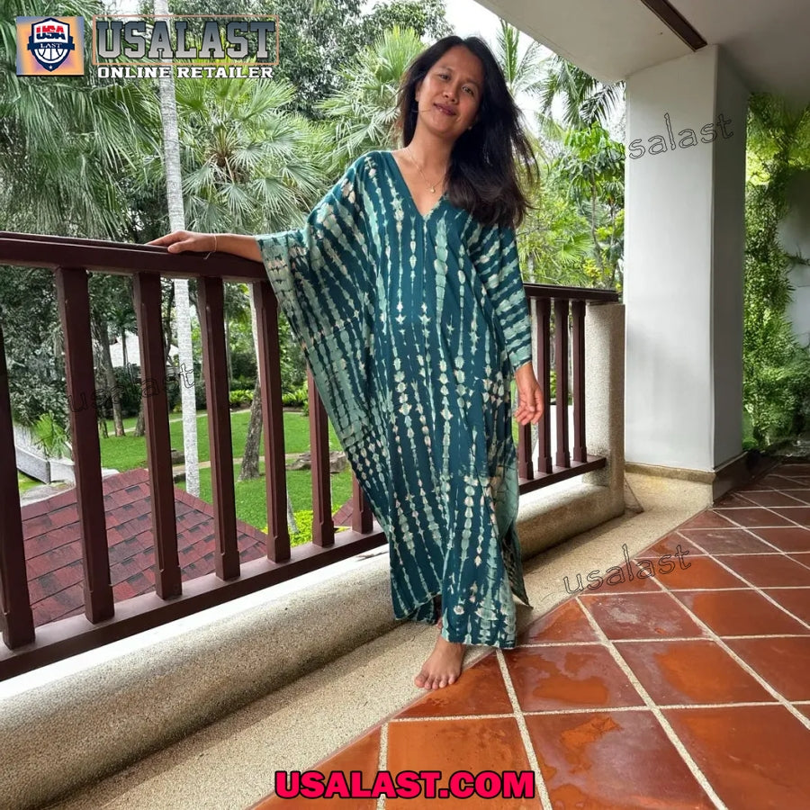 Green Kaftan Dress Womens Clothing, V Neck Vacation - Adult & Kids T-Shirts, Sweatshirts & Hoodies apparel design preview 1