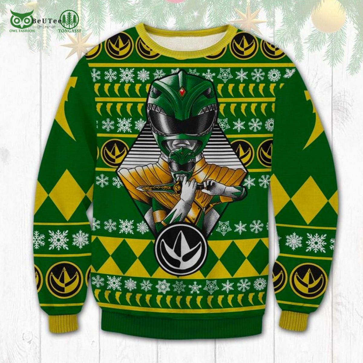Green Rangers Power Superheroes Ugly Christmas - Adult & Kids T-Shirts, Sweatshirts & Hoodies apparel design preview 1