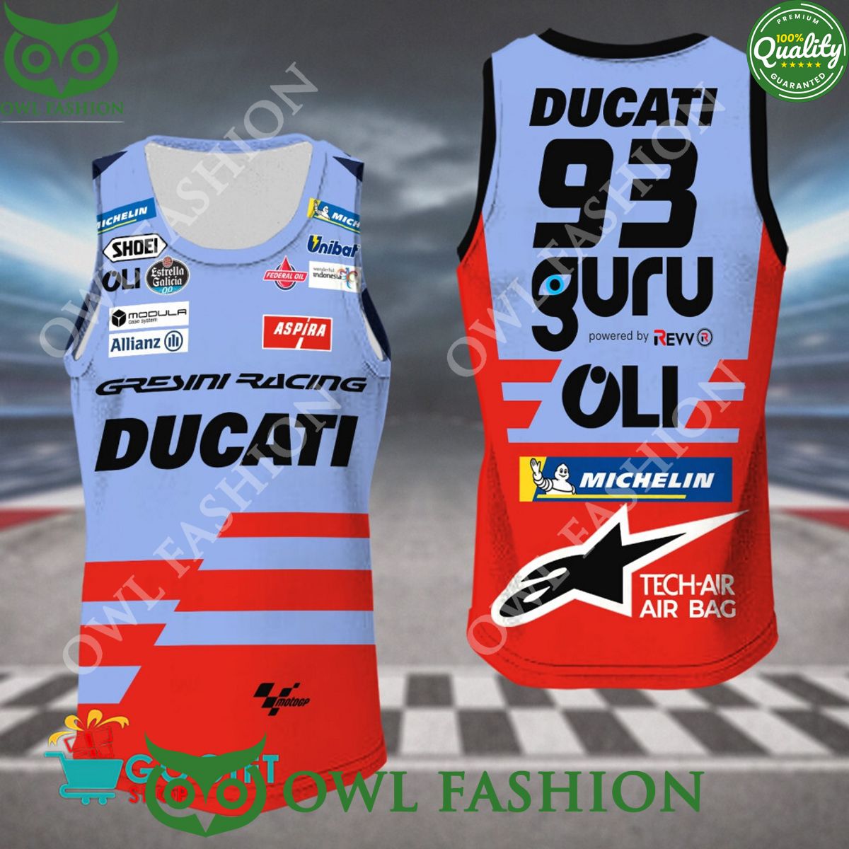 Gresini Racing 2024 Marc Marquez 93 tank top - Adult & Kids T-Shirts, Sweatshirts & Hoodies apparel design preview 1
