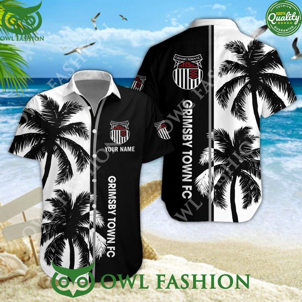 Grimsby Town EFL Summer Tropical Beach 2024 - Adult & Kids T-Shirts, Sweatshirts & Hoodies apparel design preview 1