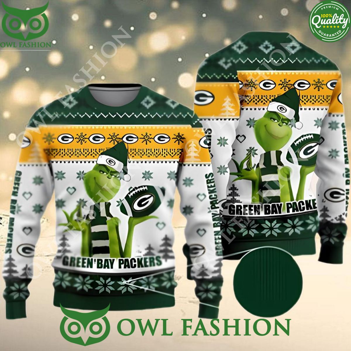 Grinch Green Bay Packers Ugly Sweater Jumper - Adult & Kids T-Shirts, Sweatshirts & Hoodies apparel design preview 1
