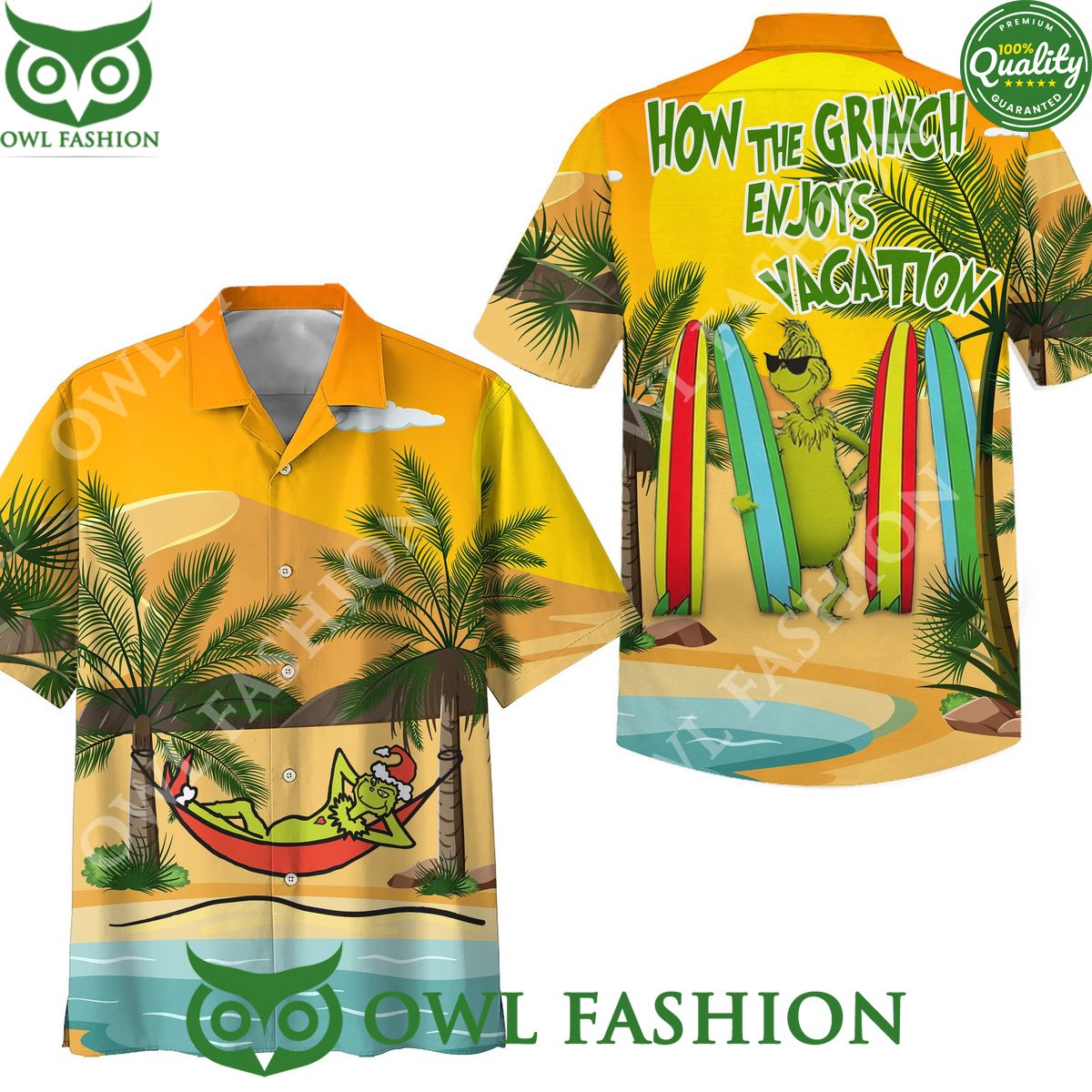 Grinch How the enjoys vacation hawaiian - Adult & Kids T-Shirts, Sweatshirts & Hoodies apparel design preview 1