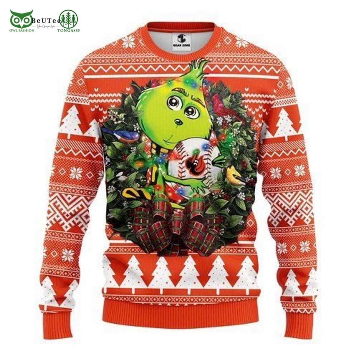 Grinch Hug Baltimore Orioles MLB Christmas Ugly - Adult & Kids T-Shirts, Sweatshirts & Hoodies apparel design preview 1