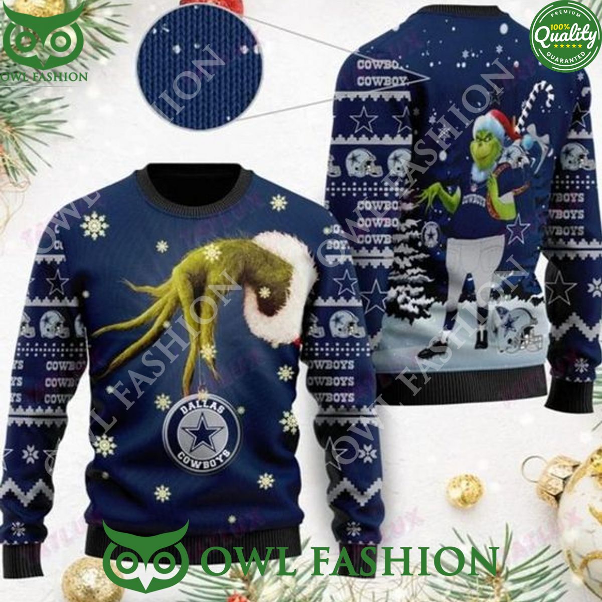 Grinch Stole Christmas Dallas Cowboys Ornament Ugly - Adult & Kids T-Shirts, Sweatshirts & Hoodies apparel design preview 1
