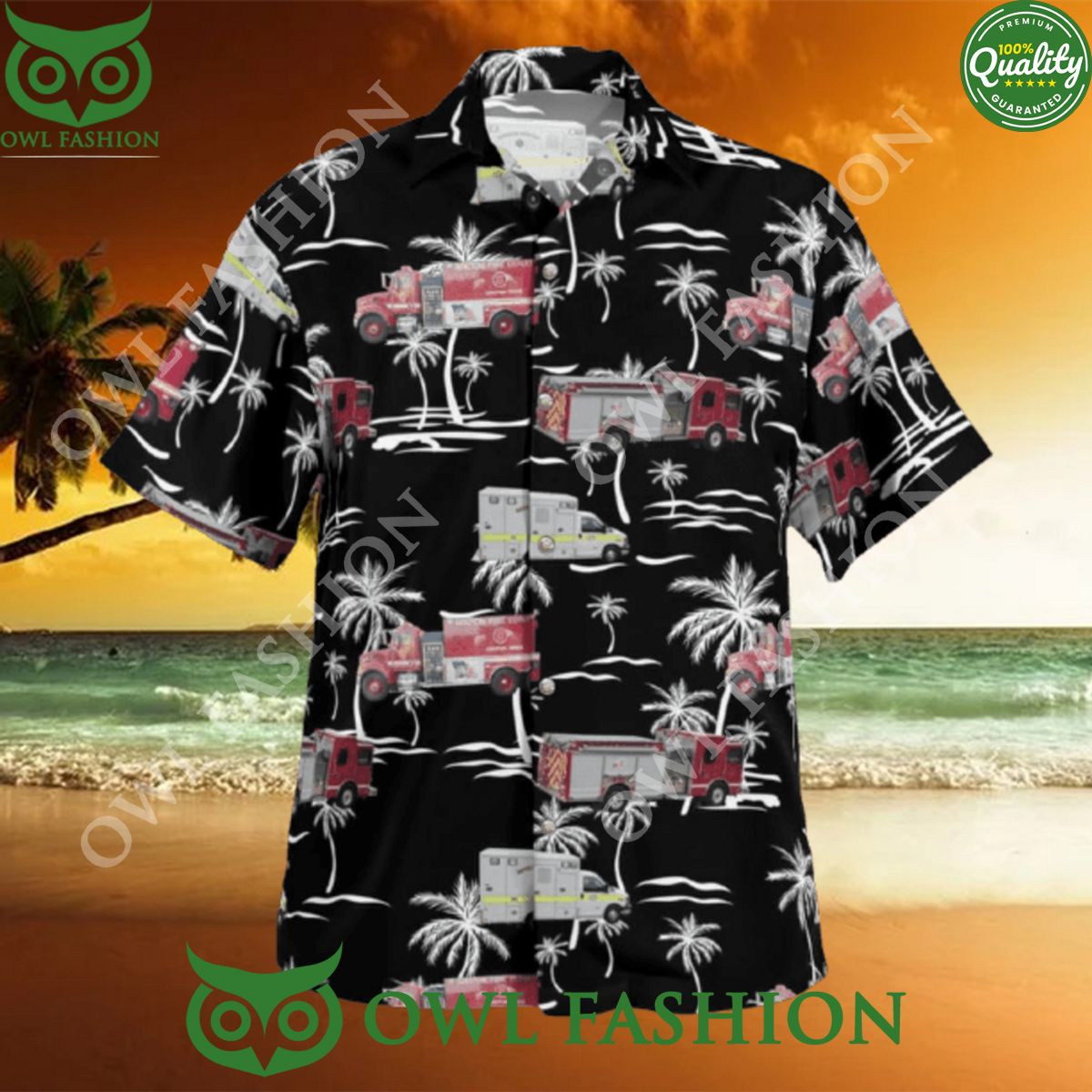 Gronton Fire Department Palm Beach Hawaiian 2024 - Adult & Kids T-Shirts, Sweatshirts & Hoodies apparel design preview 1