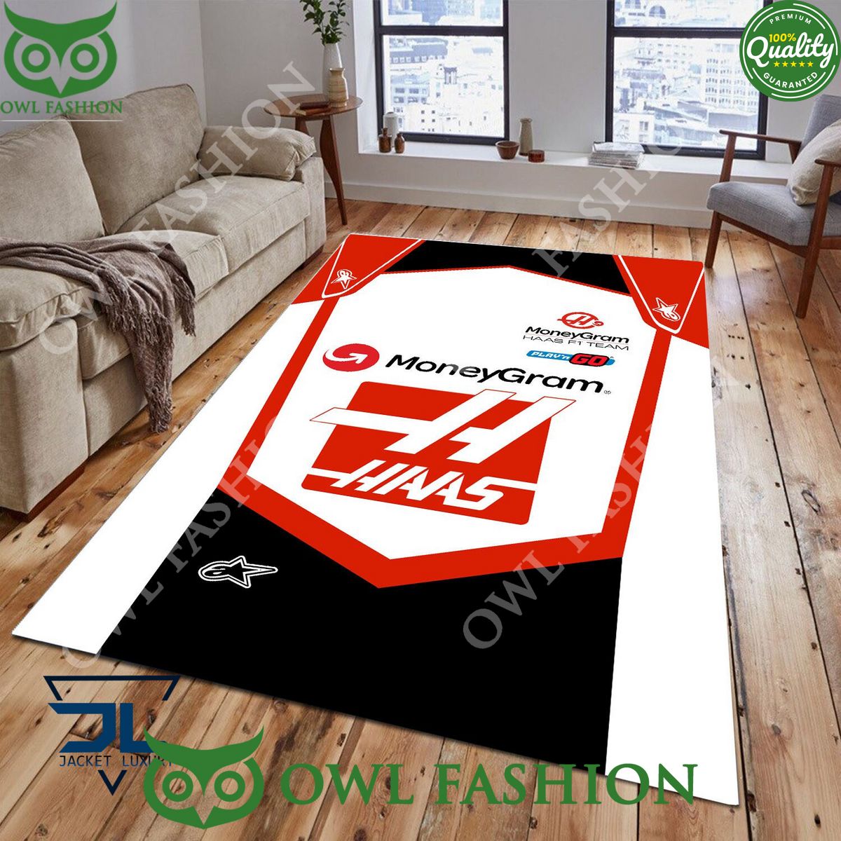 Haas F1 Team American Racing Rug Carpet Living Room - Adult & Kids T-Shirts, Sweatshirts & Hoodies apparel design preview 1