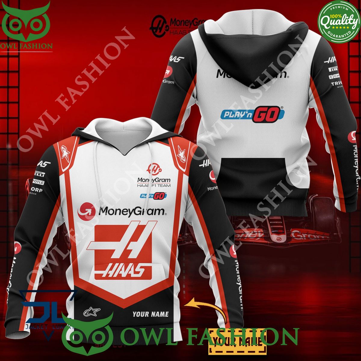 Haas F1 Team Racing 2024 Custom Name Printed - Adult & Kids T-Shirts, Sweatshirts & Hoodies apparel design preview 1