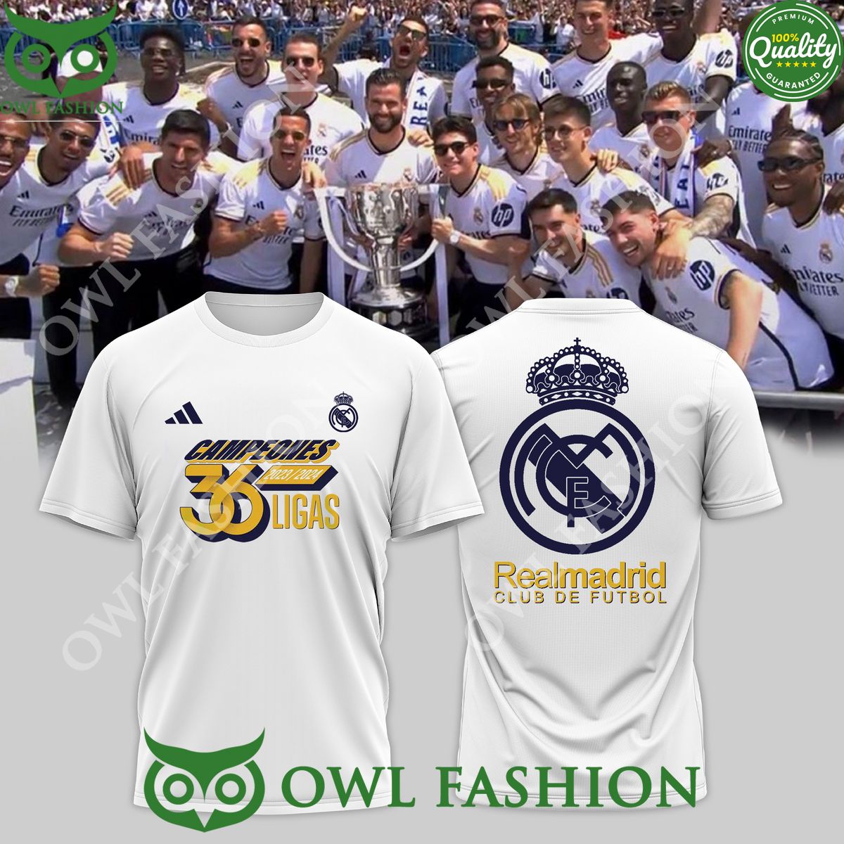 Hala Campeones 36 Ligas Real Madrid Club de Futbol - Adult & Kids T-Shirts, Sweatshirts & Hoodies apparel design preview 1