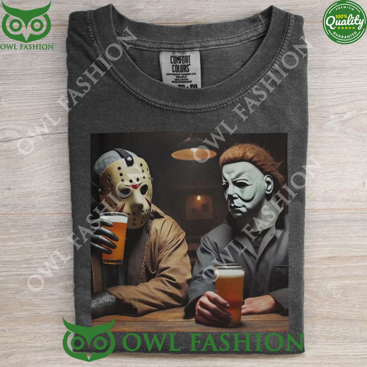 Halloween Funny Jason and Michael Drink Beer - Adult & Kids T-Shirts, Sweatshirts & Hoodies apparel design preview 1