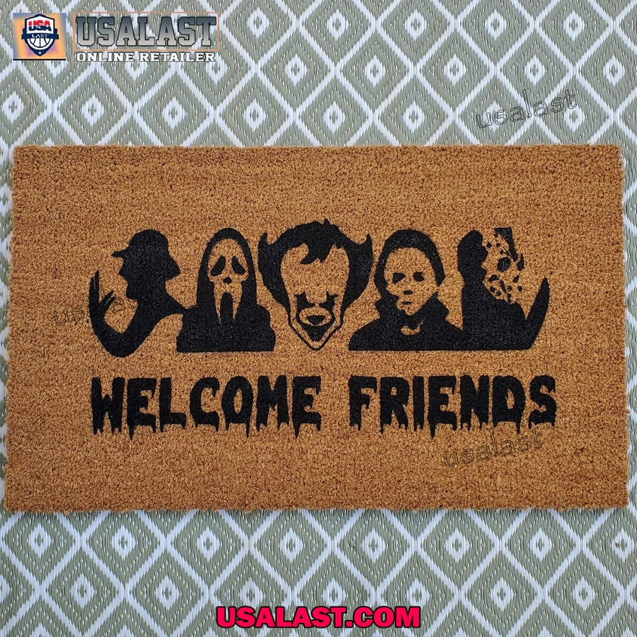 Halloween Horror Characters Welcome Friends Coir - Adult & Kids T-Shirts, Sweatshirts & Hoodies apparel design preview 1